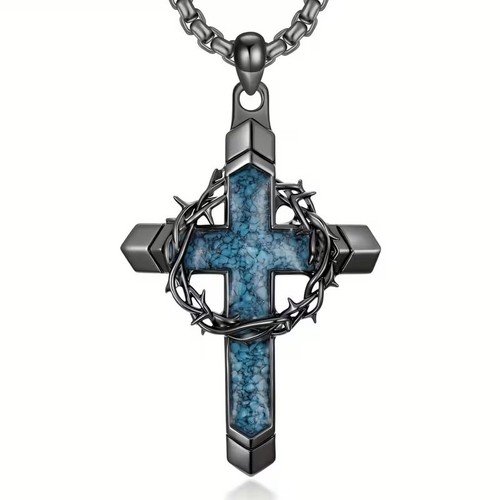 Collana croce nera blu - croce,